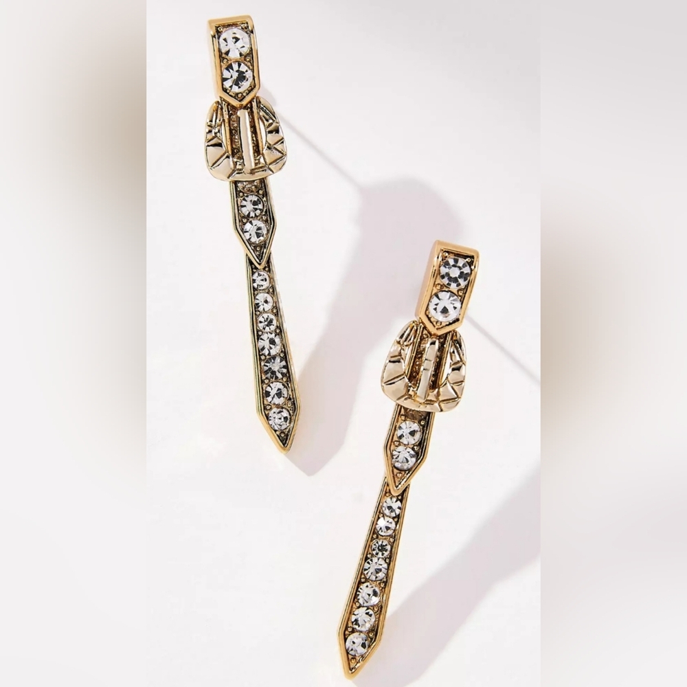 Anthropologie Pavé Buckle Drop Earrings